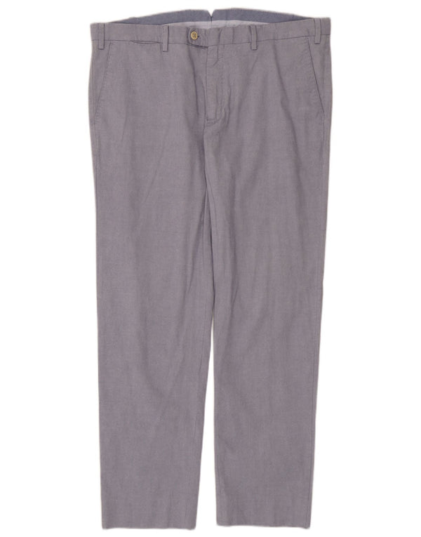 Massimo Dutti Mens Straight Suit Trousers EU 48 XL W38 L31 Blue Cotton