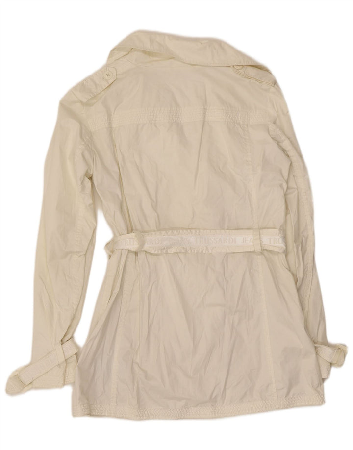Trussardi Jeans Damen Trenchcoat IT 42 Medium Off White Polyester