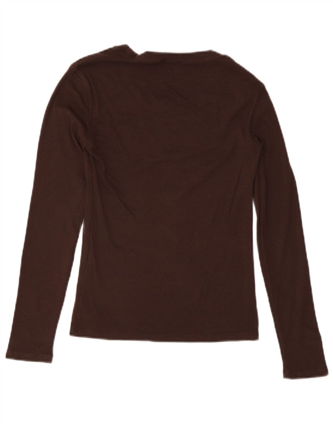 Zara Damen Top Langarm UK 12 Mittelbraune Baumwolle