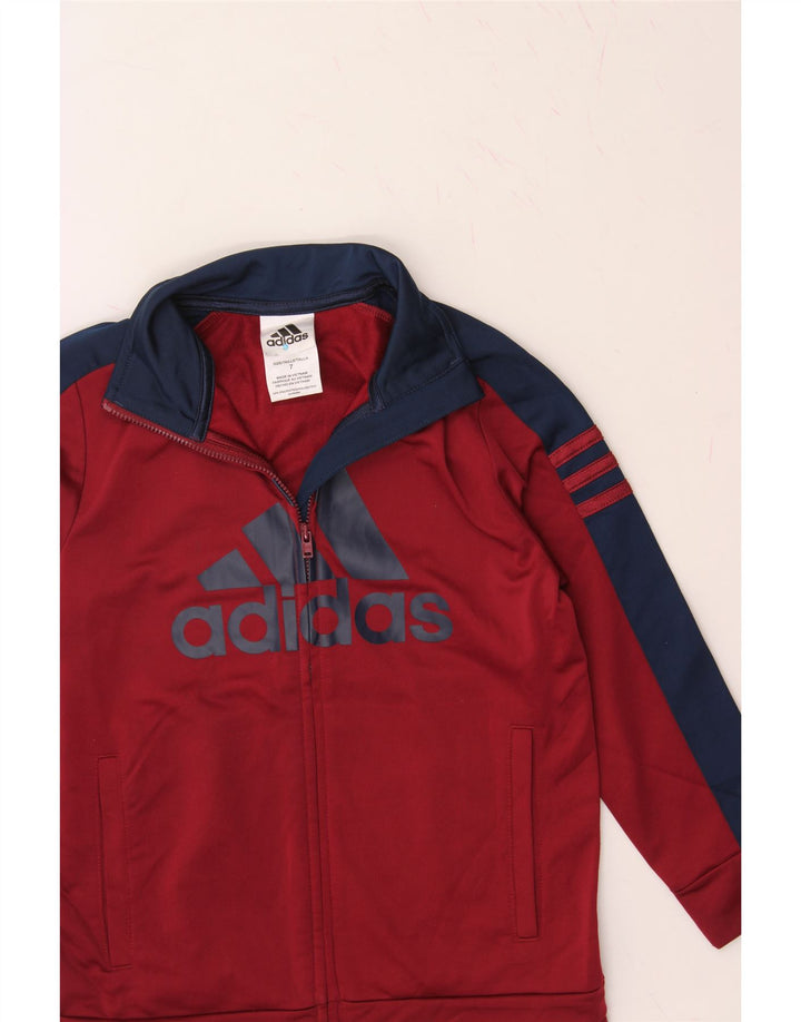 ADIDAS Boys Graphic Tracksuit Top Jacket 6-7 Years Red Colourblock Vintage Adidas and Second-Hand Adidas from Messina Hembry 