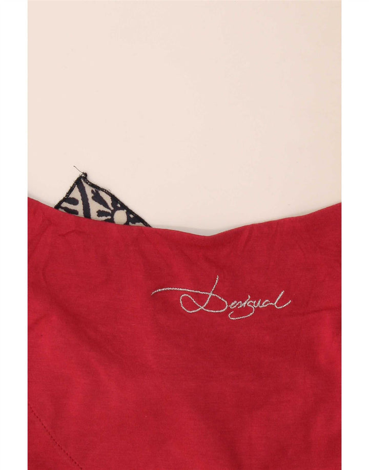 Desigual Damen Grafik-T-Shirt-Oberteil UK 16 Großes rotes Patchwork
