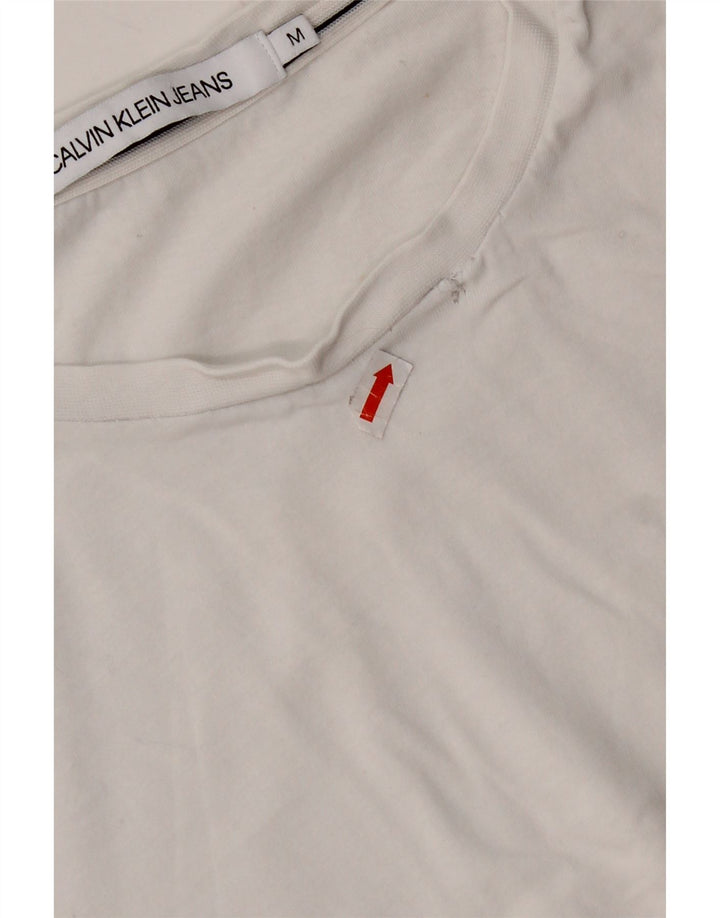 CALVIN KLEIN Damen T-Shirt Top UK 14 Medium Weiß