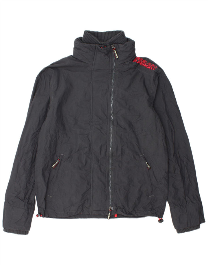 Superdry Herren Windcheater Regenjacke UK 40 Large Graues Nylon