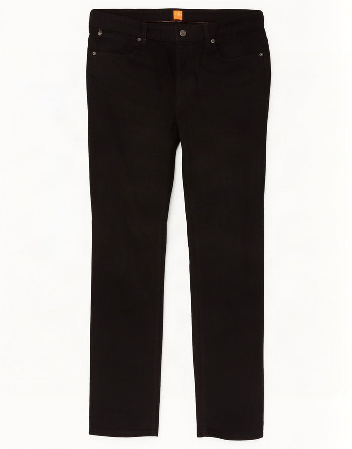 Hugo Boss Herren Slim Jeans W36 L36 Schwarze Baumwolle