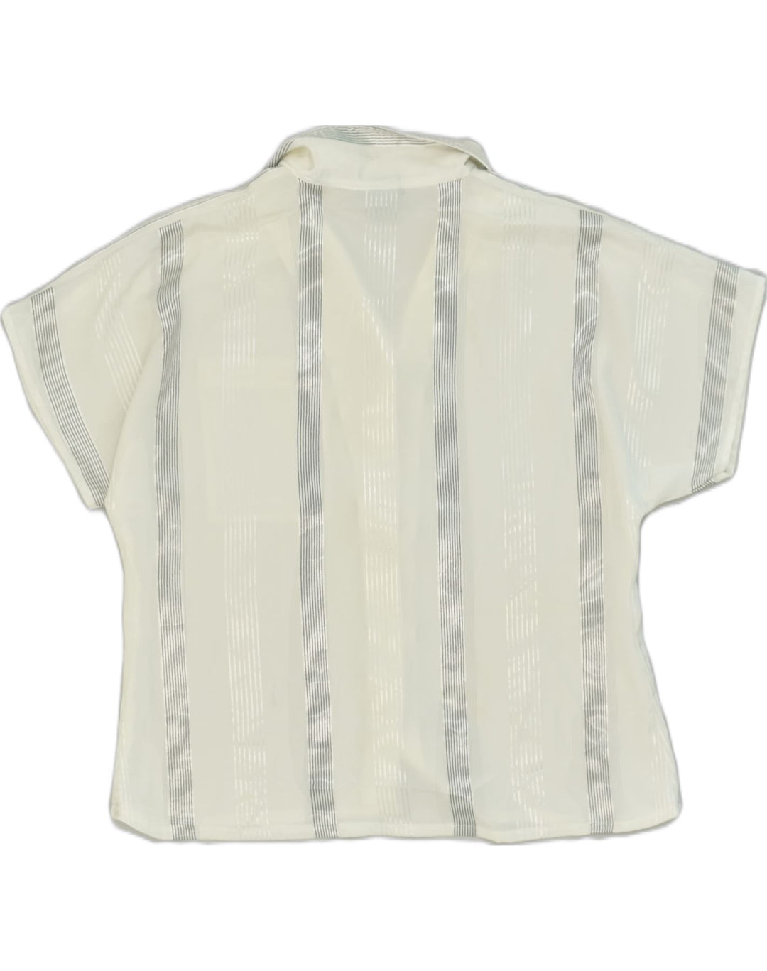CANDA Womens Short Sleeve Shirt IT 48 XL White Striped Polyester | Vintage Canda | Thrift | Second-Hand Canda | Used Clothing | Messina Hembry 