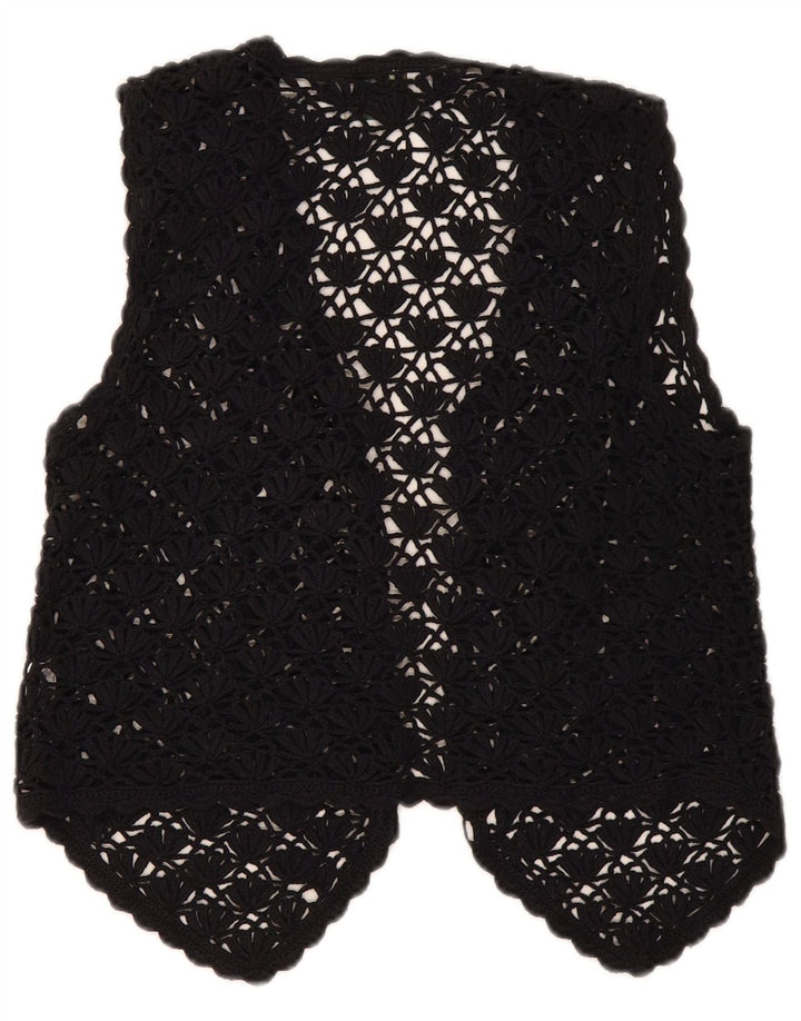 Premode Damen Crop Crochet Cardigan Top UK 12 Mittelschwarze Baumwolle