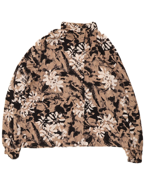 Charles Vogele Damen-Hemdbluse, EU 42, groß, beige, florales Polyester