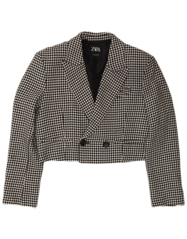 Übergroße Bolerojacke für Damen von Zara, Gr. 10, Größe S, Schwarz, Hahnentrittmuster