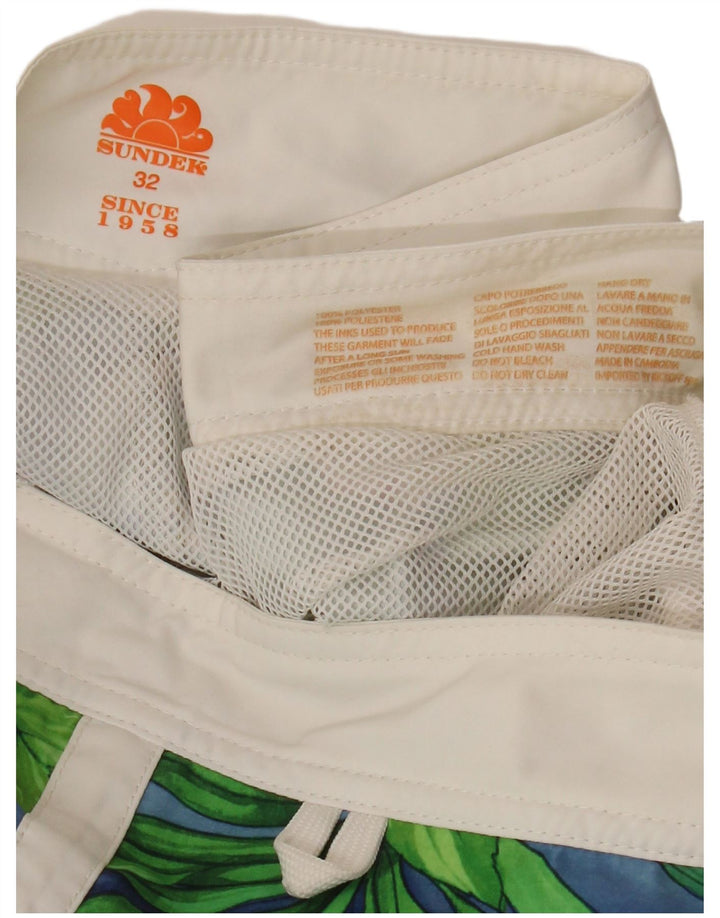 Sundek Herren-Badeshorts, mittelblau, geblümt, Polyester, hawaiianisch