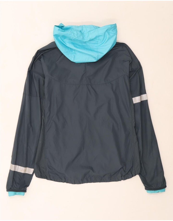 Nike Damen-Regenjacke mit Kapuze, UK 12, mittelgraues Colourblock-Nylon