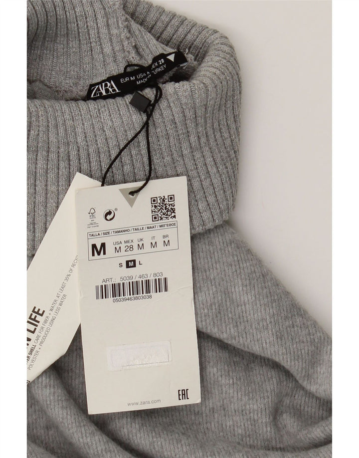 ZARA Womens Roll Neck Vest Tank Top UK 12 Medium Grey Polyester Vintage Zara and Second-Hand Zara from Messina Hembry 