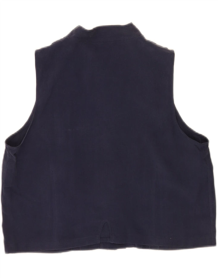 Balloon Womens Crop ärmellose Hemdbluse EU 40 Medium Navy Blue Silk
