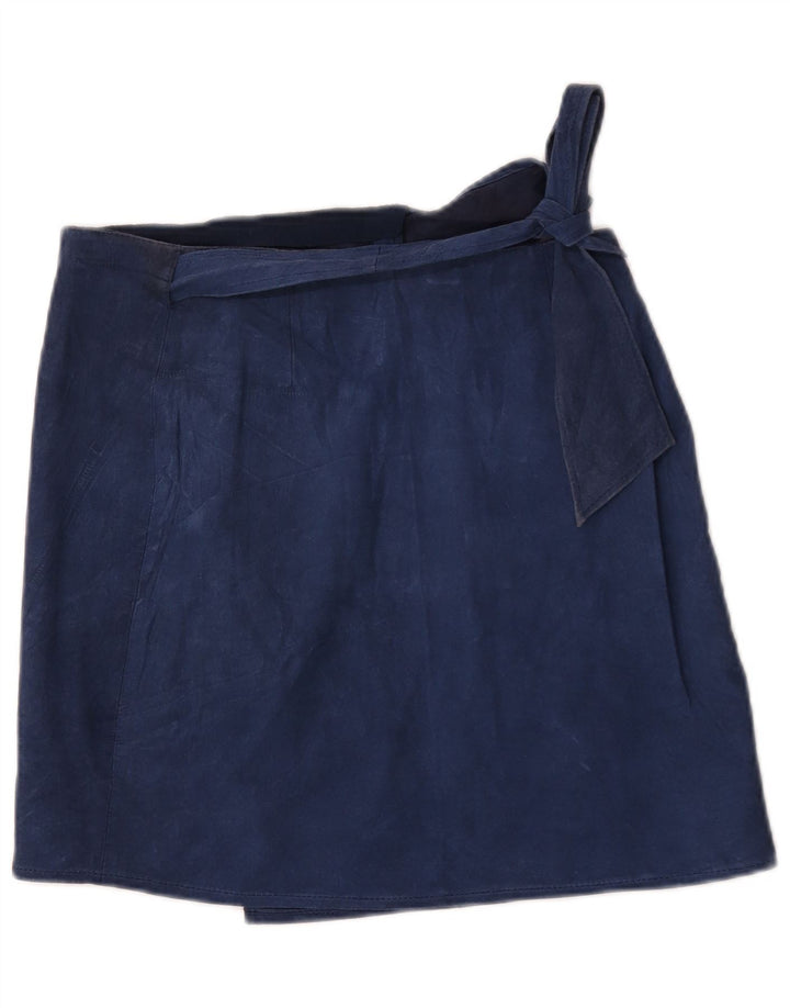Vintage Damen Wildleder Mini Wickelrock W32 Groß Marineblau
