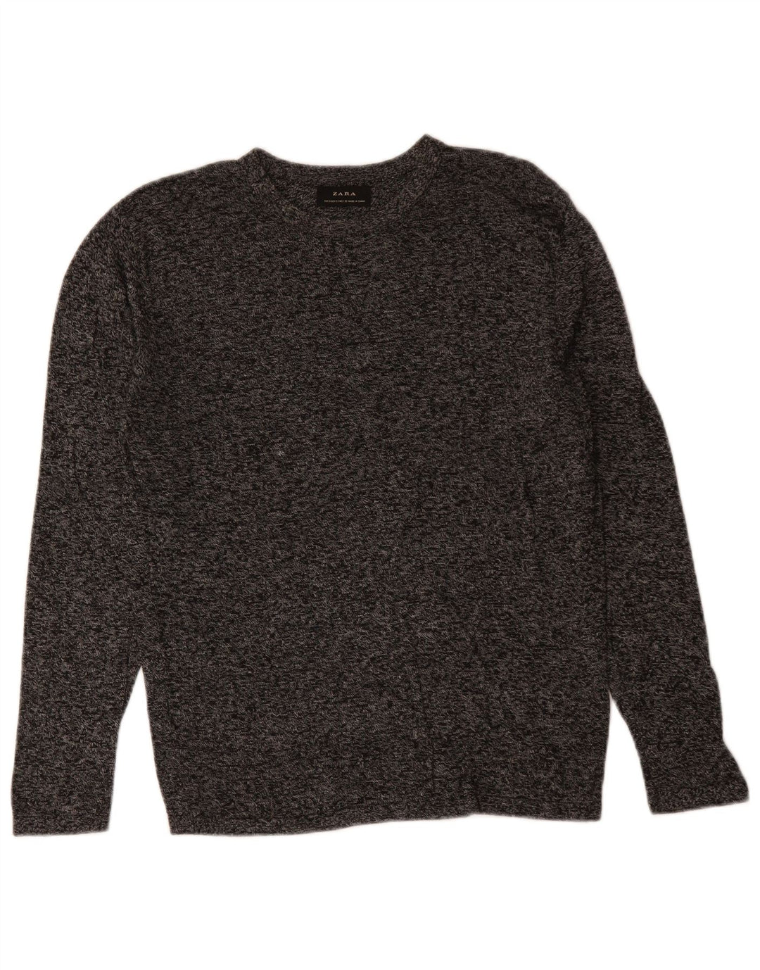 ZARA Mens Boat Neck Jumper Sweater Small Grey Flecked