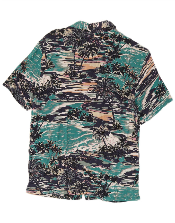 Pull & Bear Hawaii-Kurzarmhemd für Herren, mittelgroß, mehrfarbig, Viskose