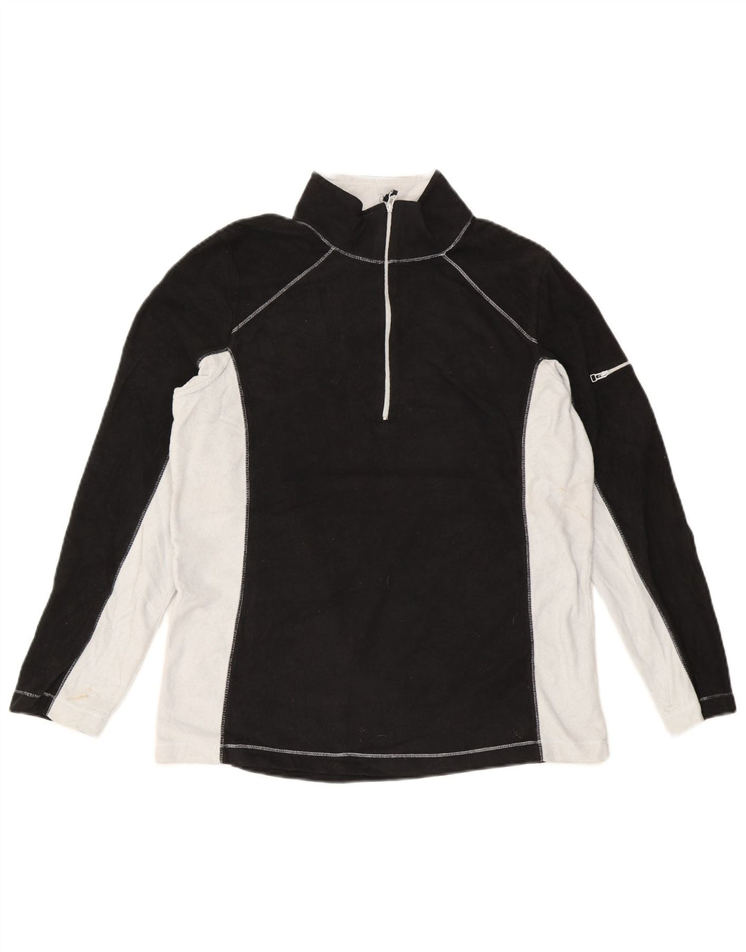 Eddie Bauer Herren-Fleecepullover mit Reißverschluss am Hals, großes, schwarzes Farbblock-Polyester