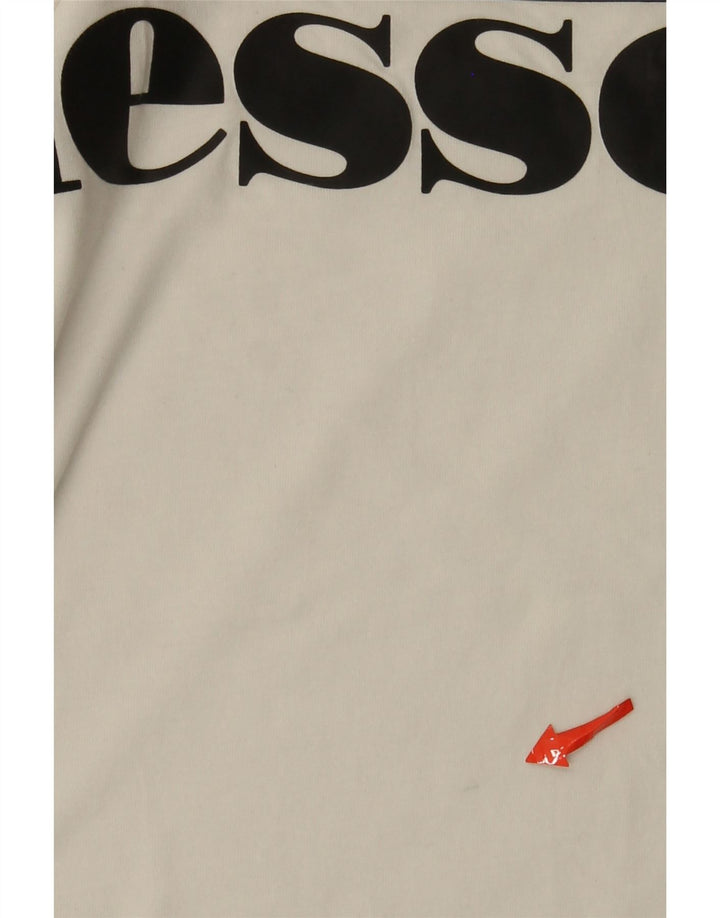 Ellesse Herren-T-Shirt mit Grafik, Größe L, cremefarbene Baumwolle