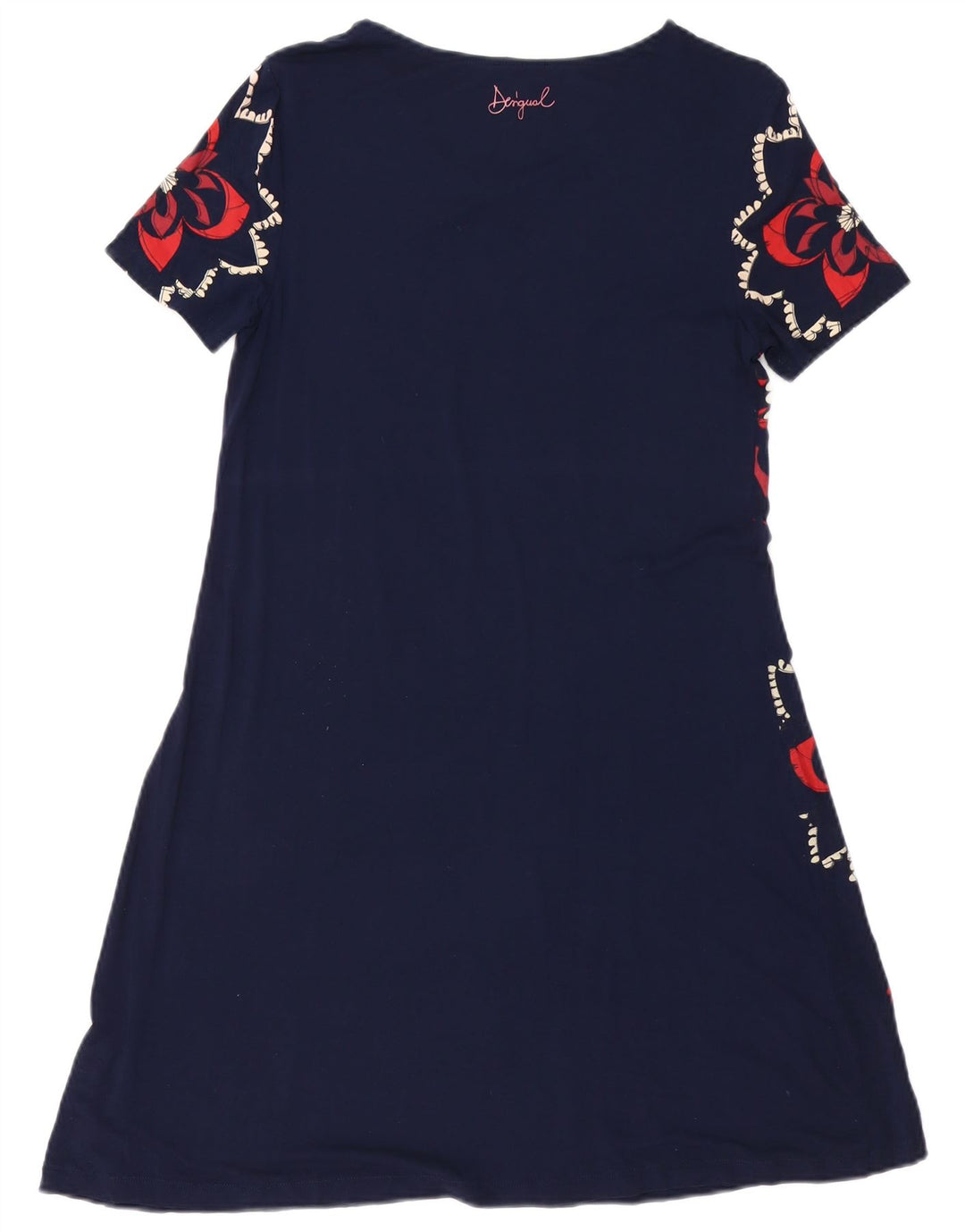 DESIGUAL Grafik-A-Linien-Kleid für Damen, Gr. 10, Größe S, Marineblau mit Blumenmuster