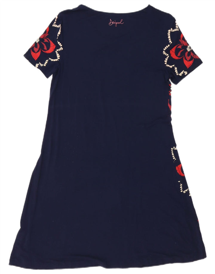 DESIGUAL Grafik-A-Linien-Kleid für Damen, Gr. 10, Größe S, Marineblau mit Blumenmuster