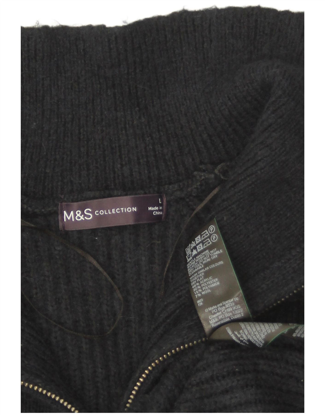Marks & Spencer Damen-Pullover mit Reißverschluss am Hals, Gr. 40, Marineblau