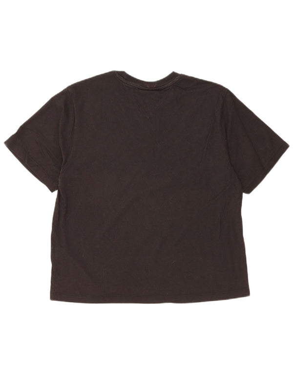 TOMMY HILFIGER Damen Crop Graphic T-Shirt Top UK 10 Small Schwarze Baumwolle