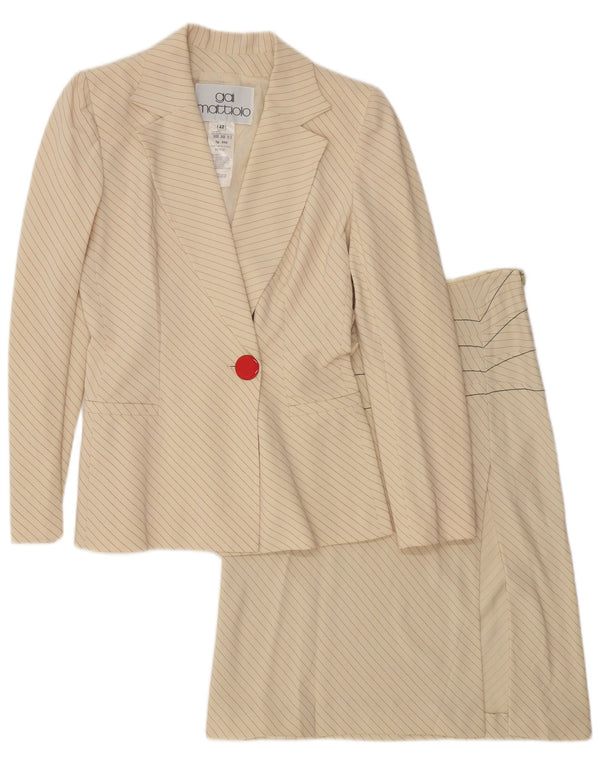 Gai Mattiolo Damen 2-teiliges Rockset UK 12 Medium W28 Off White gestreift