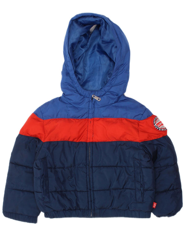 LEVI'S Wattierte Jacke für Baby-Jungen mit Kapuze, 18–24 Monate, Marineblau, Farbblock