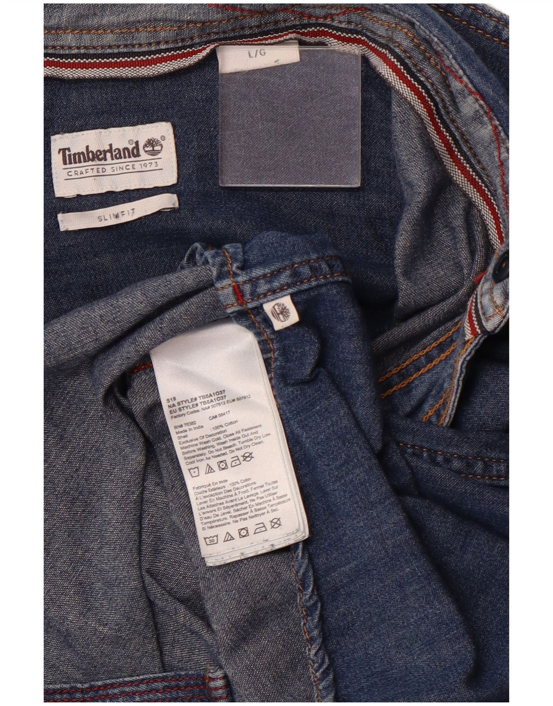 Timberland Herren-Jeanshemd mit schmaler Passform, große blaue Baumwolle