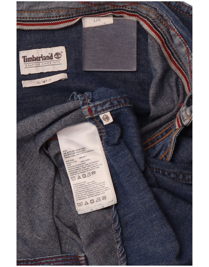 Timberland Herren-Jeanshemd mit schmaler Passform, große blaue Baumwolle