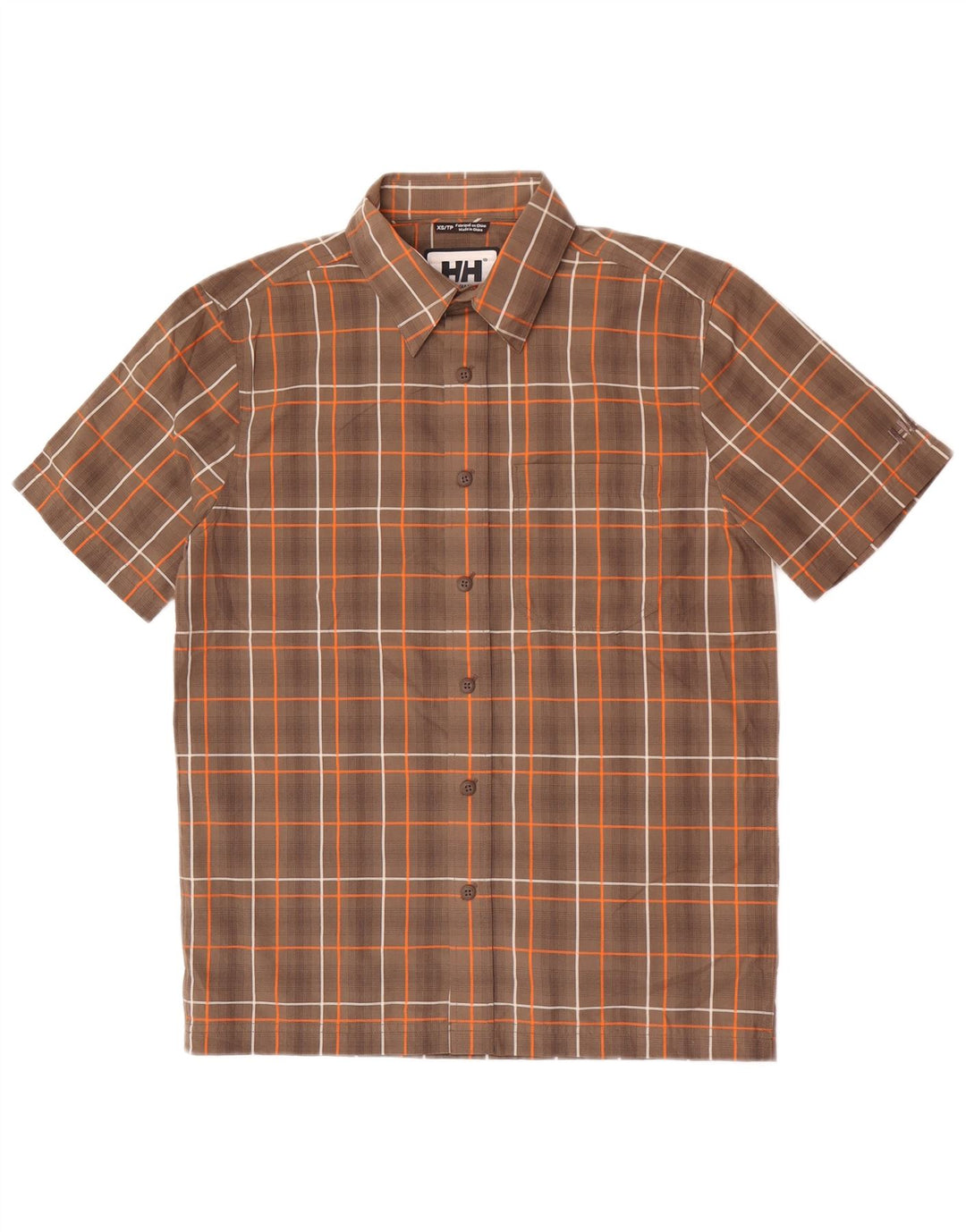 Helly Hansen Herren Kurzarmhemd XS Braun kariertes Polyester