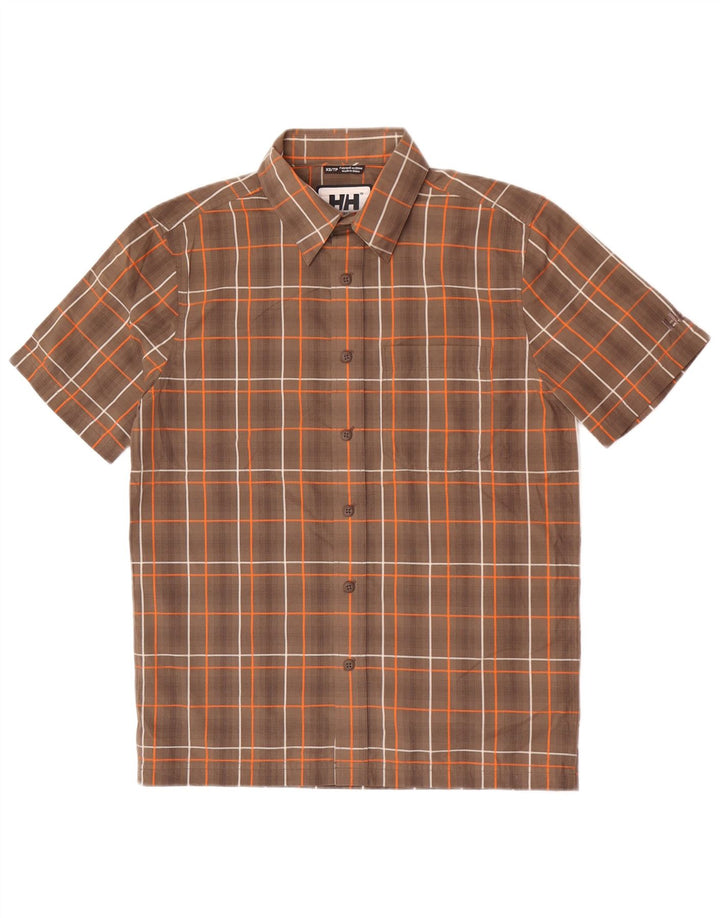 Helly Hansen Herren Kurzarmhemd XS Braun kariertes Polyester