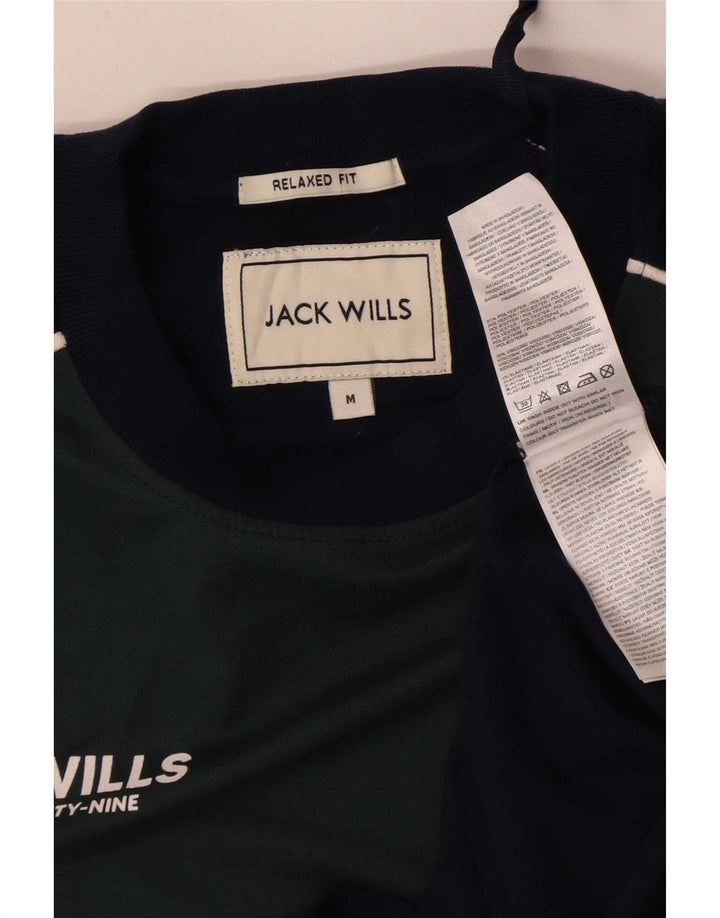 Jack Wills Herren-T-Shirt mit Grafik, mittelgroß, Marineblau, Farbblock