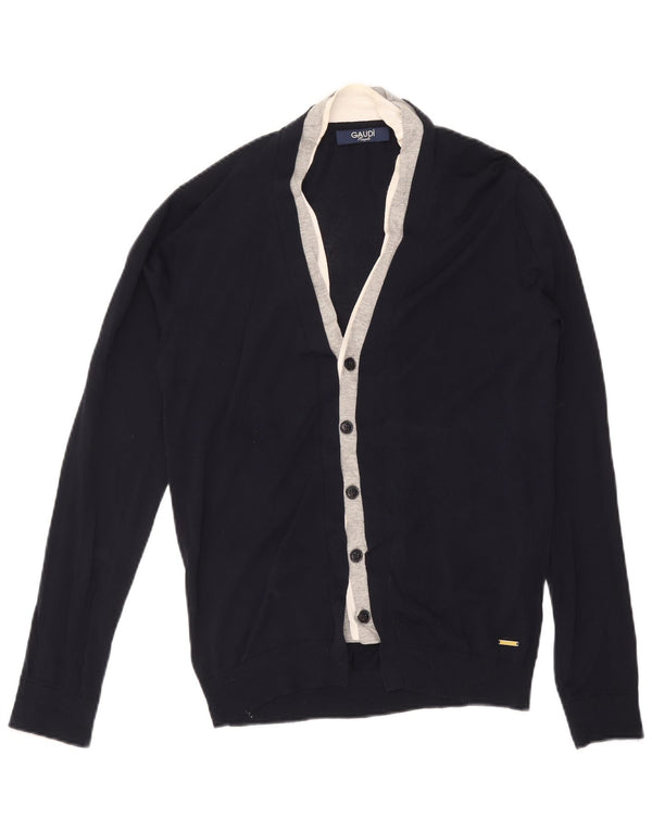 Gaudi Herren-Strickjacke, groß, marineblau, Farbblock-Viskose