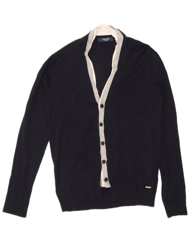 Gaudi Herren-Strickjacke, groß, marineblau, Farbblock-Viskose