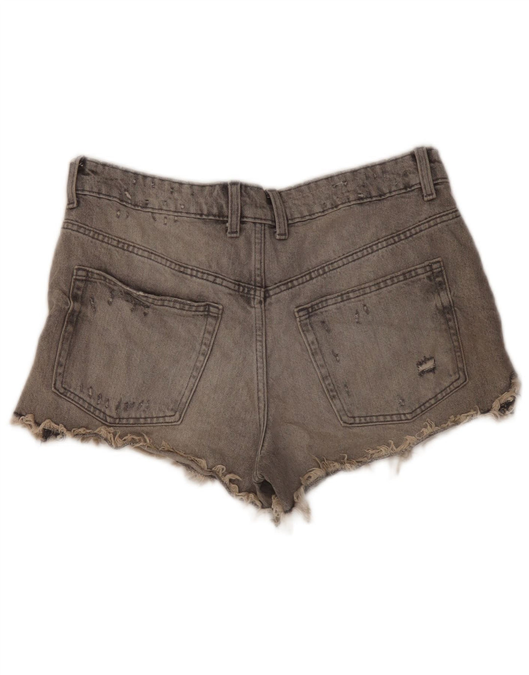 Zara Damen Denim Distressed Hotpants EU 40 Medium W30 Graue Baumwolle