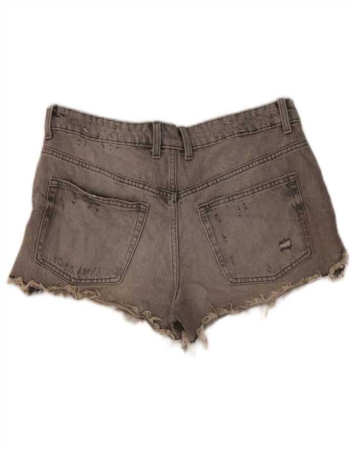 Zara Damen Denim Distressed Hotpants EU 40 Medium W30 Graue Baumwolle