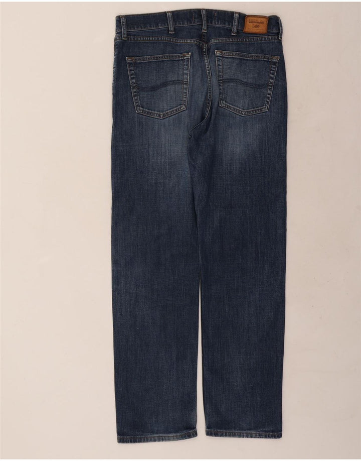 Lee Herren Straight Jeans W34 L32 Marineblaue Baumwolle