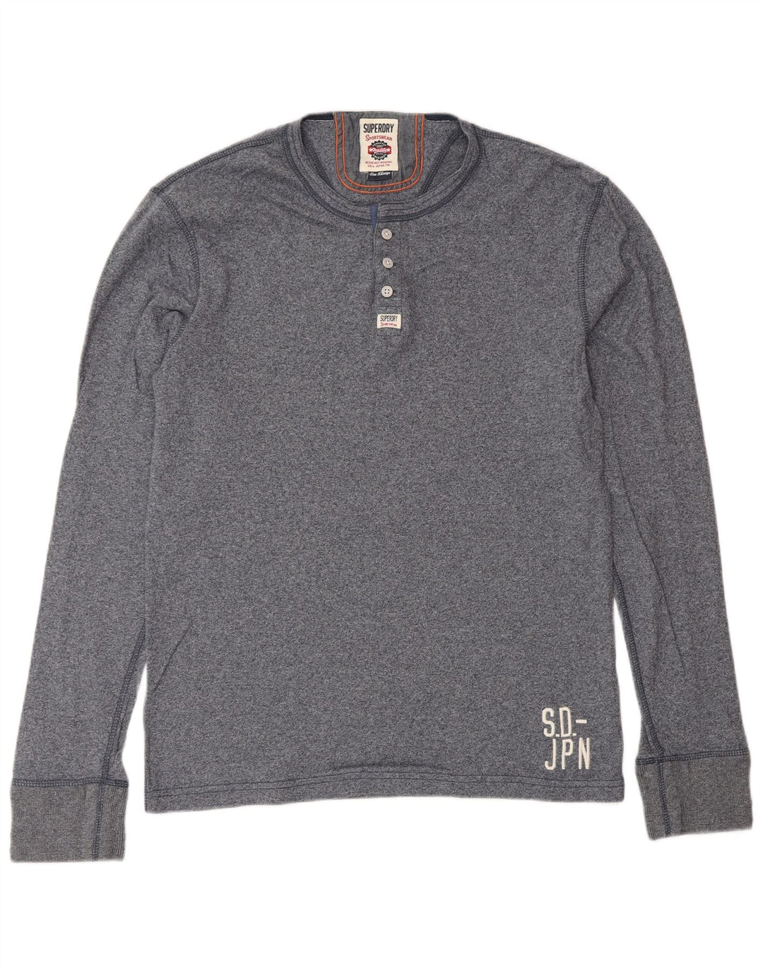 SUPERDRY Herren-Top, langärmelig, XL, Marineblau, Baumwolle