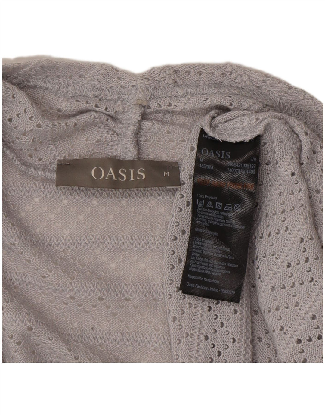 Oasis Womens Open Cardigan Top UK 12 Mittelgraues Polyester