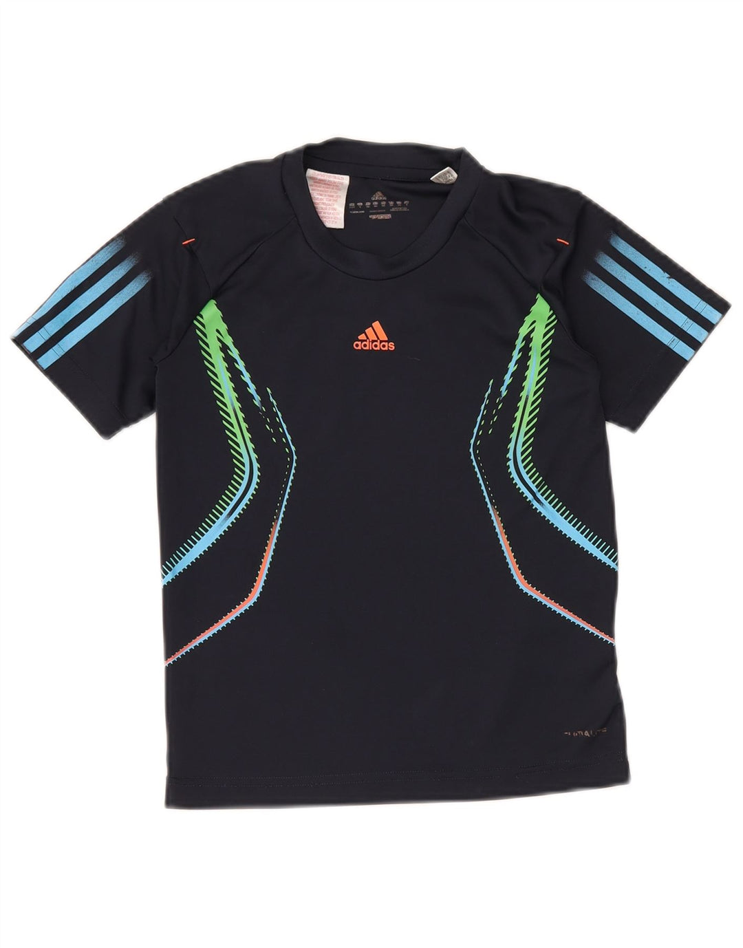 ADIDAS Jungen T-Shirt Top 9-10 Jahre Marineblaues geometrisches Polyester