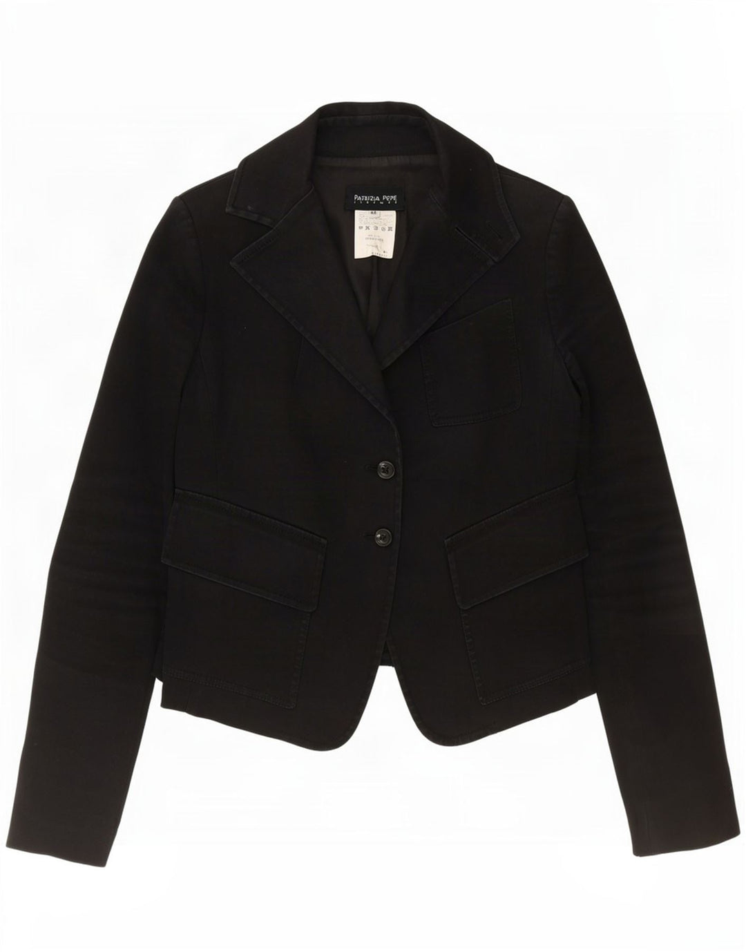 Patrizia Pepe Damen 2-Knopf-Blazerjacke IT 44 Mittelschwarze Baumwolle