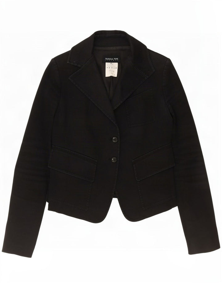 Patrizia Pepe Damen 2-Knopf-Blazerjacke IT 44 Mittelschwarze Baumwolle