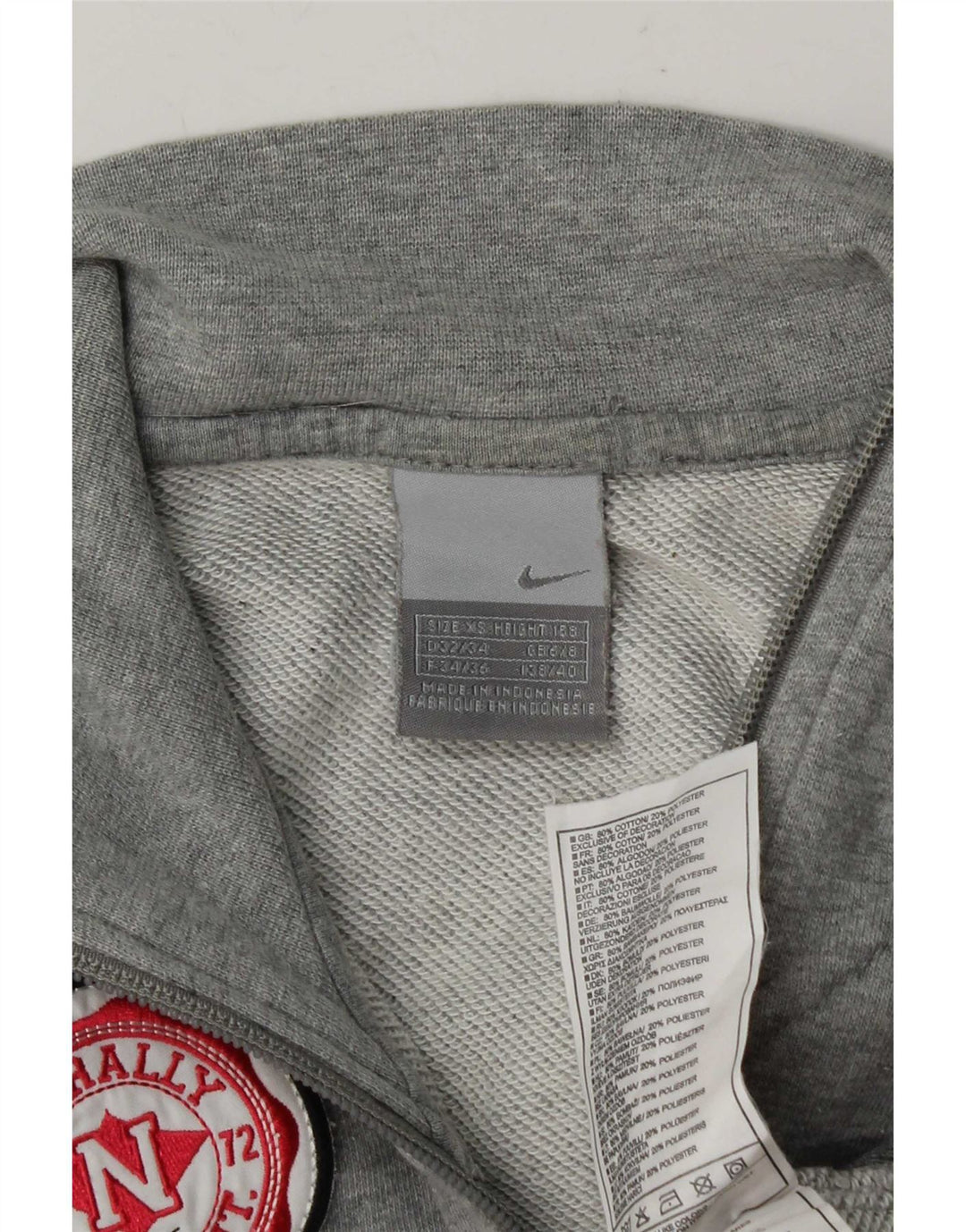 Nike Damen-Trainingsanzugoberteil, UK 6/8 XS, graue Baumwolle
