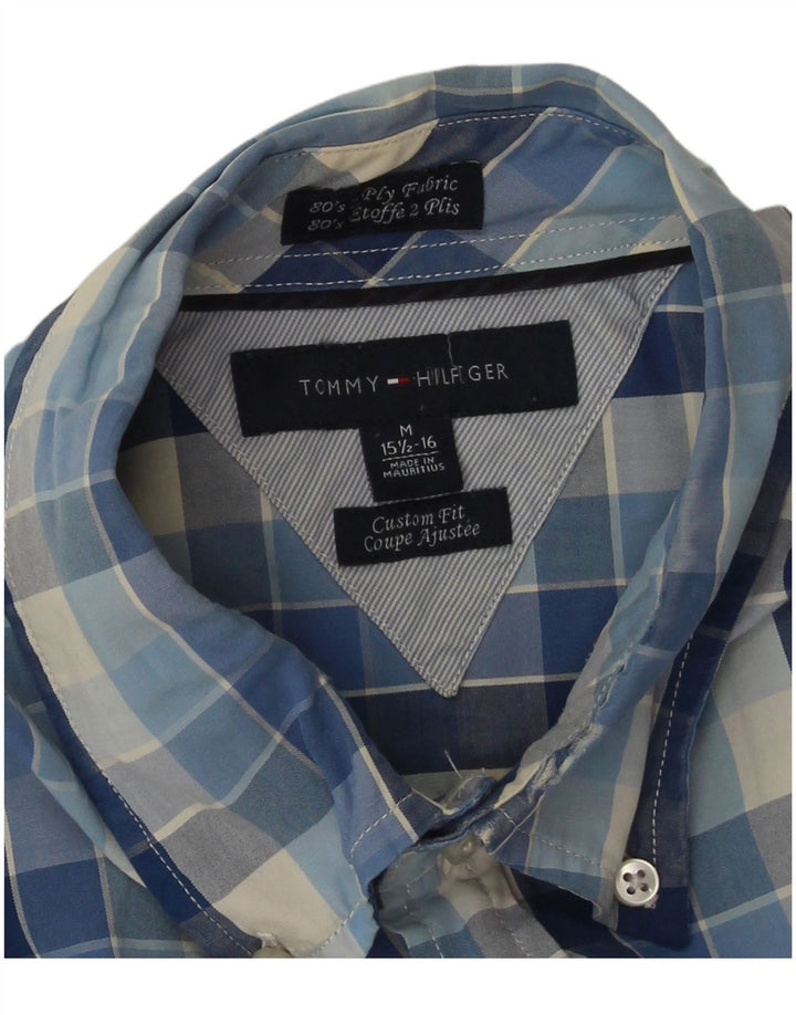 Tommy Hilfiger Herren-Hemd mit individueller Passform, Größe 15 1/2 16, mittelblau kariert