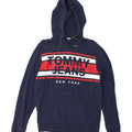TOMMY HILFIGER Mens Regular Fit Graphic Hoodie Jumper Medium Navy Blue Vintage Tommy Hilfiger and Second-Hand Tommy Hilfiger from Messina Hembry 