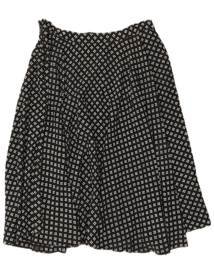 Vintage Damen A-Linie Rock W28 Medium Schwarz Geometrisch