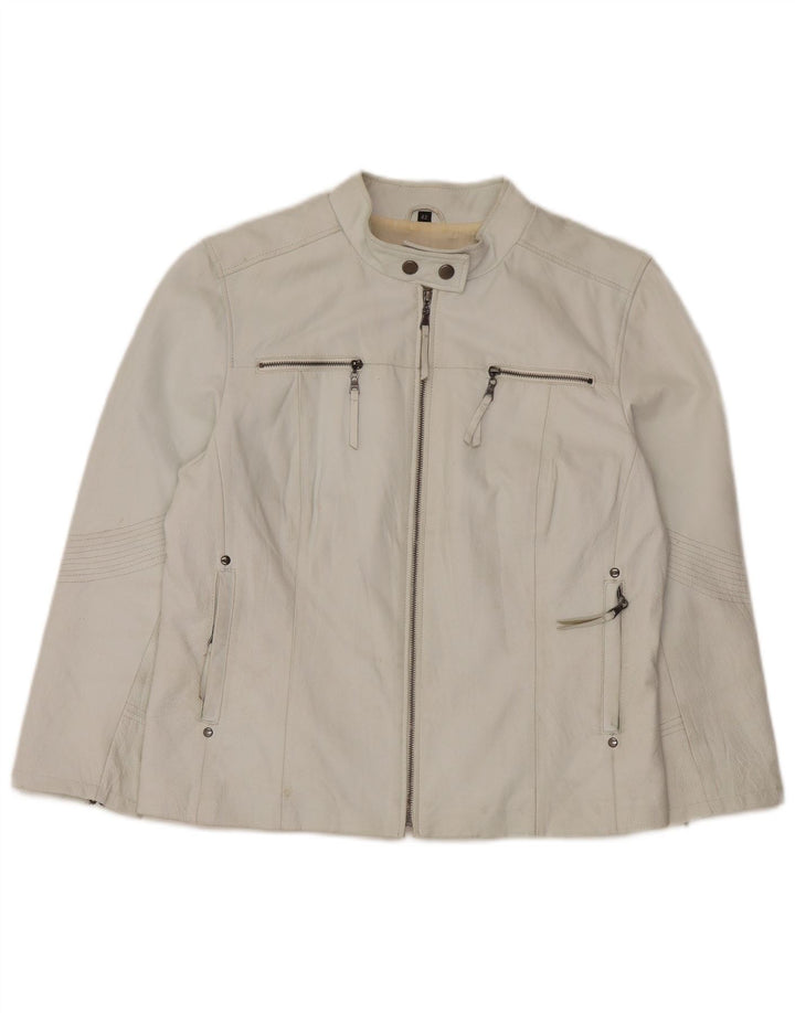 Vintage Damen Lederjacke EU 42 Großes weißes Leder