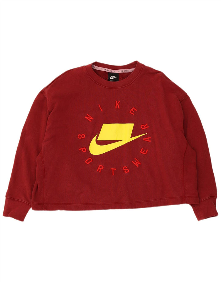 Nike Damen-Sweatshirt mit übergroßem Crop-Grafikmotiv, Gr. 14, mittelrot