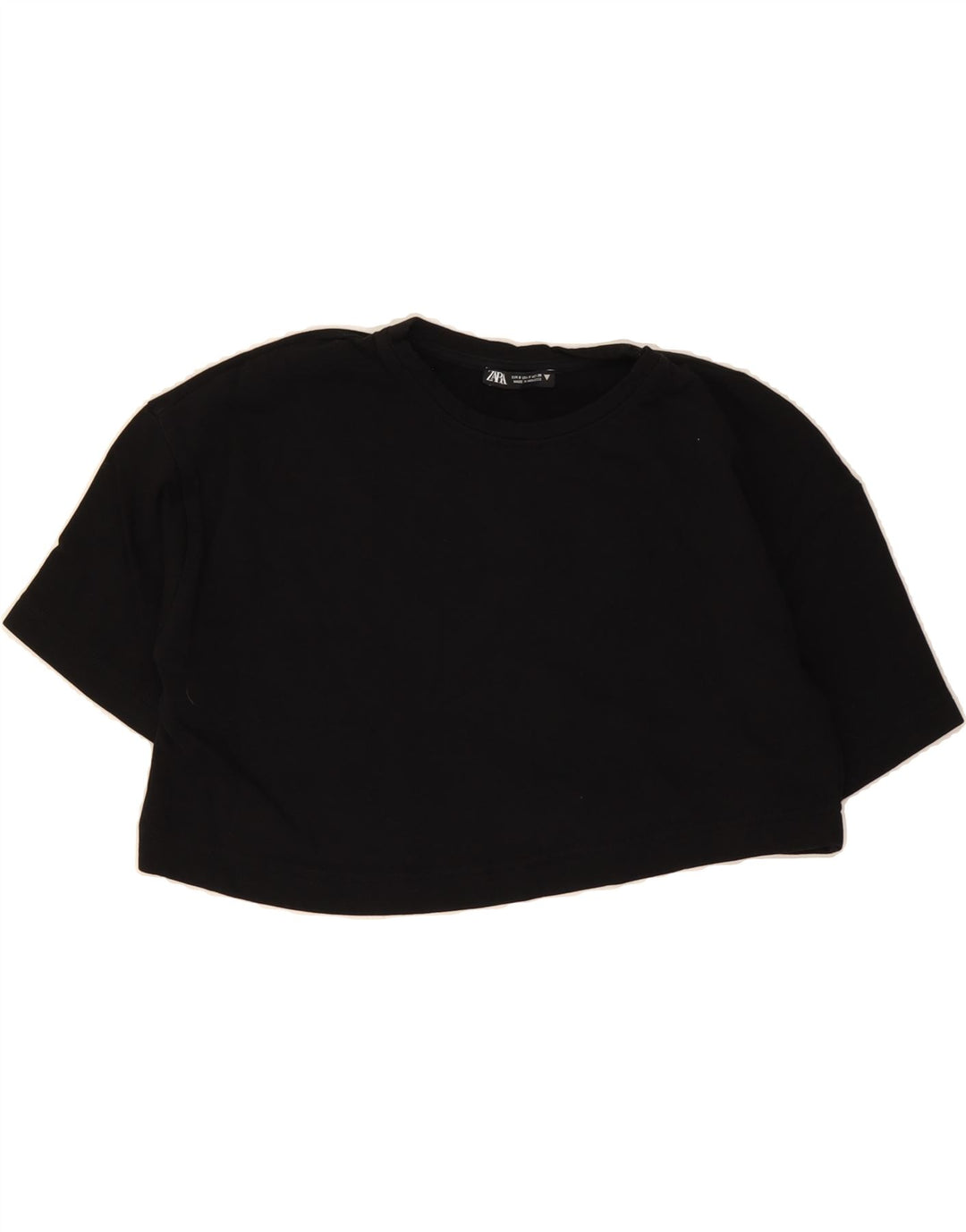 ZARA Womens Oversized Crop Top UK 10 Small Black Cotton Vintage Zara and Second-Hand Zara from Messina Hembry 