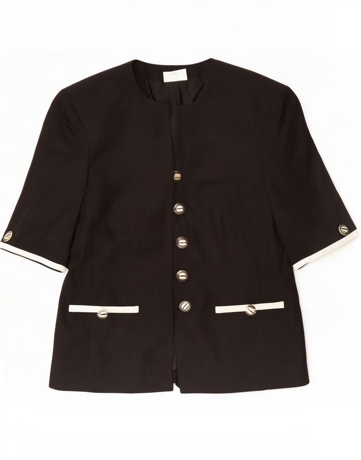 Basler Womens 5 Button Short Sleeve Blazer Jacket UK 12 Medium Black